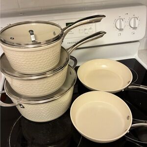 Gotham Steel cream ceramic Cookware Set